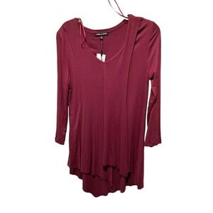 Cable & Gauge Blouse Top Women's L Burgundy V-Neck Pullover Long Sleeve‎ Viscose
